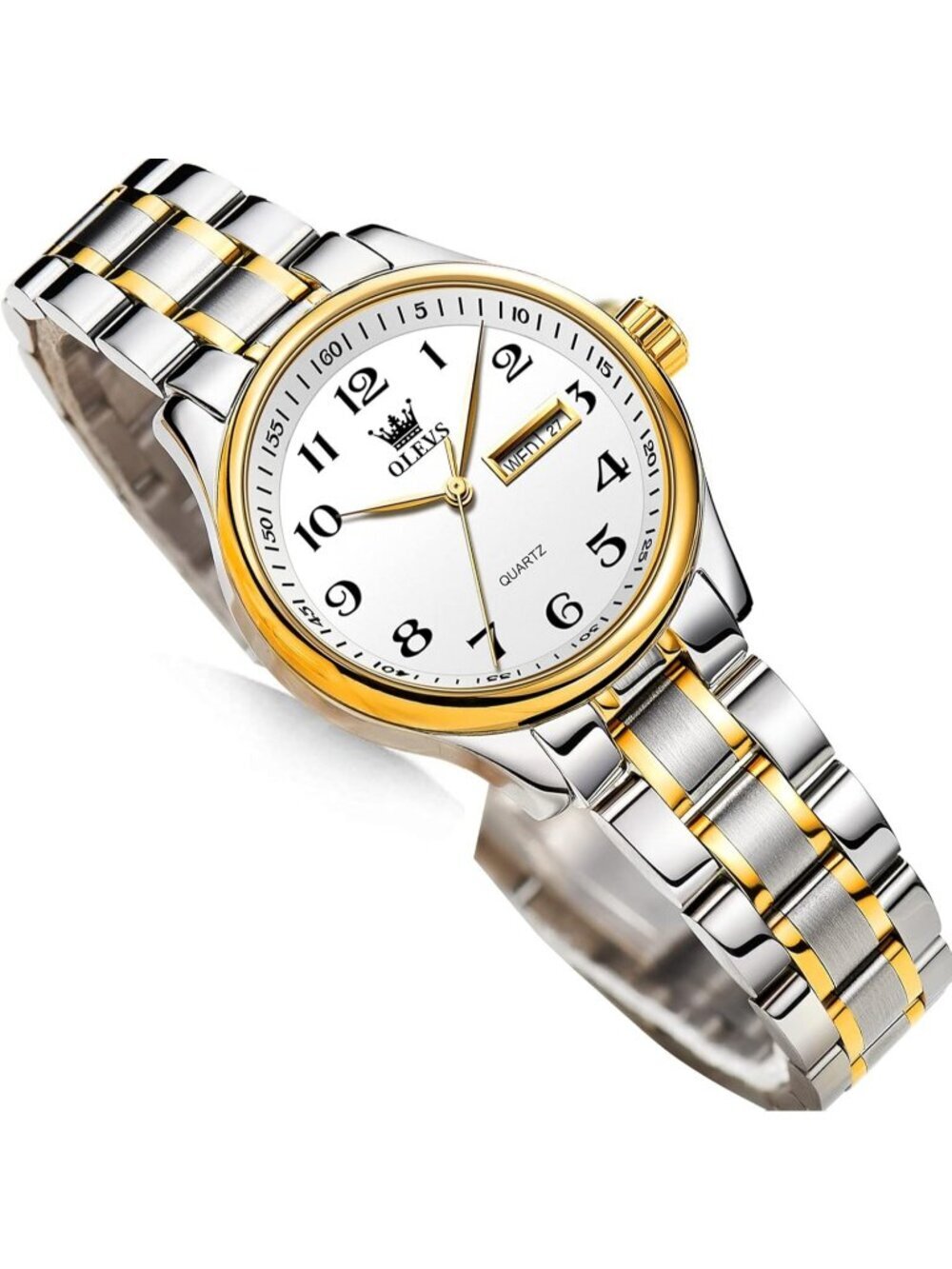 Women Silver White Adjustable Strap Stainless Steel Arabic Numerals Luxury Watch